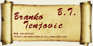 Branko Tenjović vizit kartica